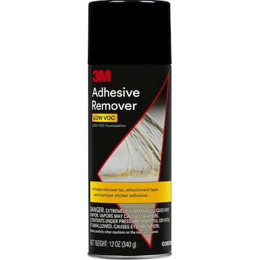 3M Adhesive Remover, 12 oz., Quickly Remove Adhesive, Attachment Tape, Tar, Wax &amp; Adhesive Residue, Low VOC <20%, No Residue Left Behind, Easy-to-Use Formula, Also Works on Glass &amp; Vinyl (03618VOC20)