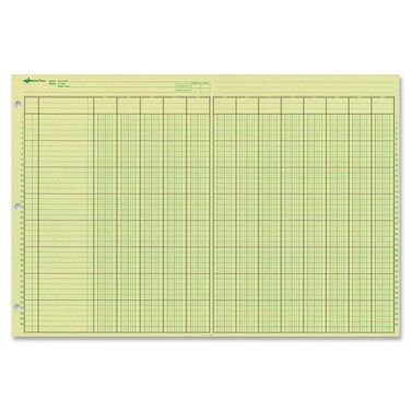 NATIONAL Analysis Pad, 13 Columns, Green Paper, 11 x 16.375", 50 Sheets (45613)