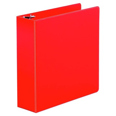 Universal Suede Finish Vinyl Round Ring Binder, 3-Inch Capacity, Red