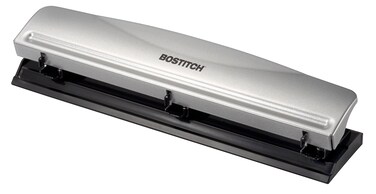 Bostitch 3-Hole Punch, 12 Sheet Capacity, Silver/Black (HP12)