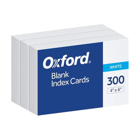 Oxford Blank Index Cards, 4&quot; x 6&quot;, White, 300 Count (1 pack) (10002EE)