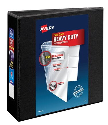 Avery Heavy-Duty View 3 Ring Binder, 3 Inch One Touch EZD Rings, 3.5 Inch Spine, 1 Black Binder (79693)