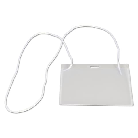 Universal UNV56005 3 in. x 4 in. Badge Holders with Neck Lanyards and White Inserts - Clear (100/Kit)