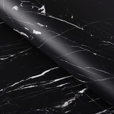 FunStick Thick Matte Black Marble Wallpaper Kitchen Counter Top Covers Peel and Stick Wall Paper Self Adhesive Vinyl Waterproof Marble Contact Paper for Bathroom Desk Backsplash Furniture 12" x 200