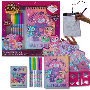 Innovative Designs Magic Mixies Mixlings Light Up Tracing Pad Kit, Kids Coloring Art Activity Set with Stickers and Stencils