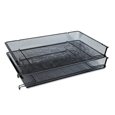 Universal UNV20012 17 in. x 10.88 in. x 2.5 in. Deluxe Mesh Stacking Side Load Tray - Legal Size, Black