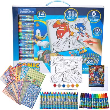 Innovative Designs Sonic The Hedgehog Creative Coloring Canvas Painting and Activity Set for Kids, 1000+ pcs