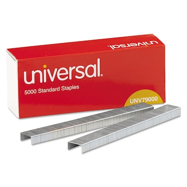 Universal UNV79000VP 0.25 in. x 0.5 in. Standard Chisel Point Staples - Steel (25000/Pack)