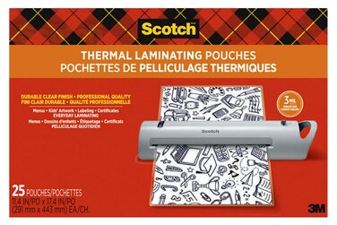 Scotch Thermal Laminating Pouches, Legal Size 11 x 17 Inches, 25 Pack Laminating Sheets, 3 Mil, Education Supplies &amp; Craft Supplies, For Use With Thermal Laminators