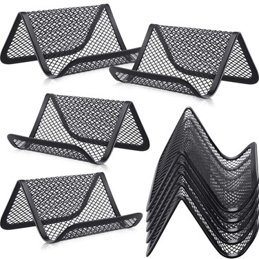 30 Pieces Mesh Business Card Holder Desk Metal Black Business Card Holder Desktop Name Card Organizer Capacity 50 Cards for Office Name Card