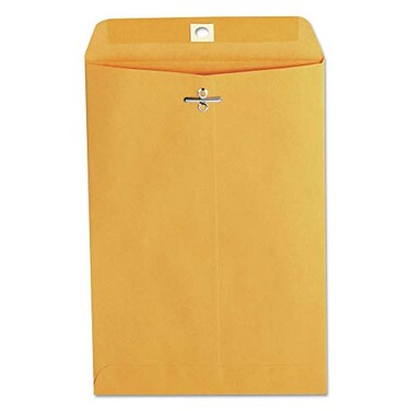 Universal UNV35261 6.5 in. x 9.5 in. #63 Square Flap Gummed/Clasp Envelope - Brown Kraft (100/Box)