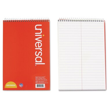 Universal Steno Pads, Gregg Rule, Red Cover, 80 White 6 X 9 Sheets, 6/Pack
