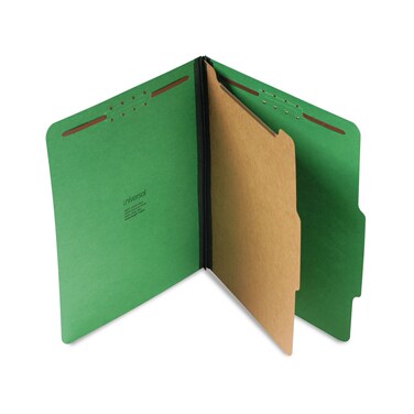 Universal UNV10202 Bright Colored Pressboard Classification Folders - Letter, Emerald Green (10/Box)