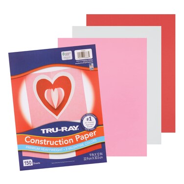 Tru-Ray Construction Paper P6683, Valentine Assortment, 9" x 12", 150 Sheets