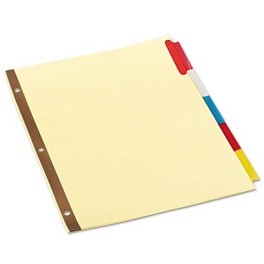 Universal UNV20860 Deluxe Extended Insertable Tab Indexes with 5 Assorted Tabs - Buff (24/Box)