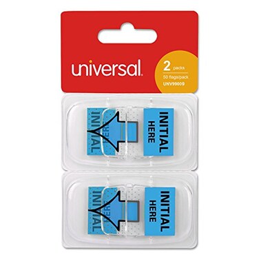 Universal UNV99009 Deluxe Initial Here Message Arrow Flags - Blue (100/Pack)