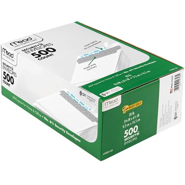 Mead Envelopes, Self Seal, Self Adhesive Closure, #6-3/4 Small Envelopes, Self Seal, Security Printed Lining for Privacy, 500 Per Box (742021)