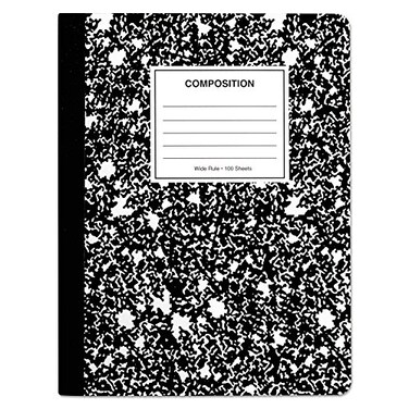 Universal UNV20957 100 Sheets 9.75 in. x 7.5 in. 4 sq-in. Quadrille Rule Composition Book - Black Marble (6/Pack)