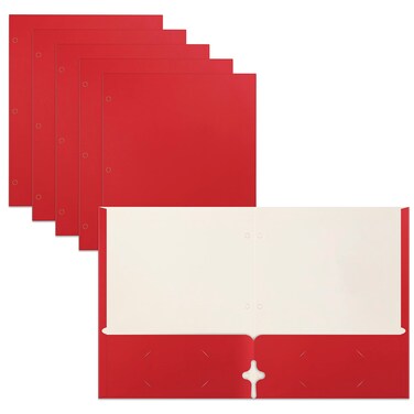 Better Office Products Two Pocket Portfolio Folders, 50-Pack, RED, Letter Size Paper Folders, 50 Pieces, Red