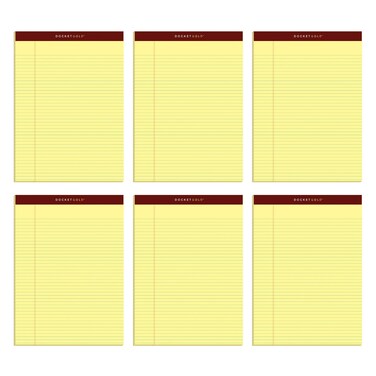 TOPS 8.5 x 11 Legal Pads, 6 Pack, Premium Docket Gold Brand, Narrow Ruled, Thick Yellow Paper, Sturdy Back, 50 Sheets, Made in USA (63941)