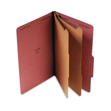Universal 10280 Pressboard Classification Folder, Legal, Six-Section, Red, 10/Box
