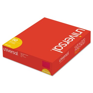 Universal UNV13523 Deluxe Reinforced 1/3-Cut Top Tab Folders with Fasteners - Letter Size, Red (50/Box)