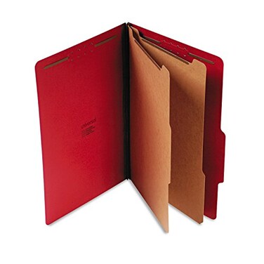 Universal 10313 Pressboard Classification Folders, Legal, Six-Section, Ruby Red, 10/Box