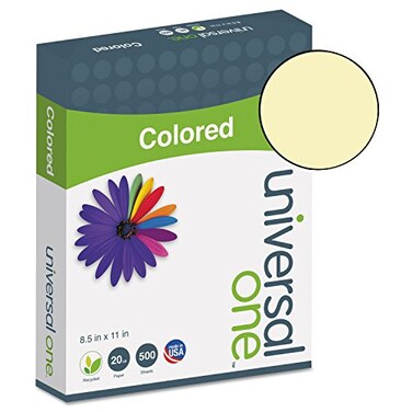Universal UNV11201 8.5 in. x 11 in. 20-lb. Deluxe Colored Paper - Canary (500/Ream)