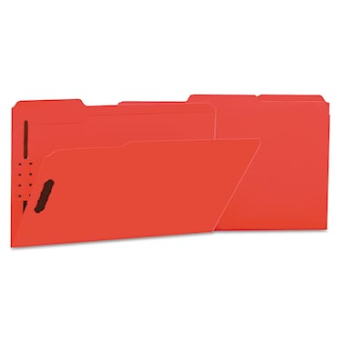 Universal UNV13527 Deluxe Reinforced 1/3-Cut Top Tab Legal Size Folders with Fasteners - Red (50/Box)