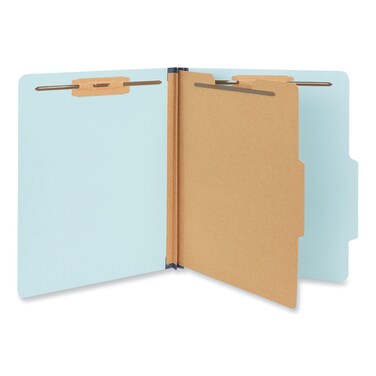 Universal UNV10404 1.75 in. Expansion 1 Divider 4 Fasteners Letter Size Four-Section Pressboard Classification Folders - Light Blue (20/Box)