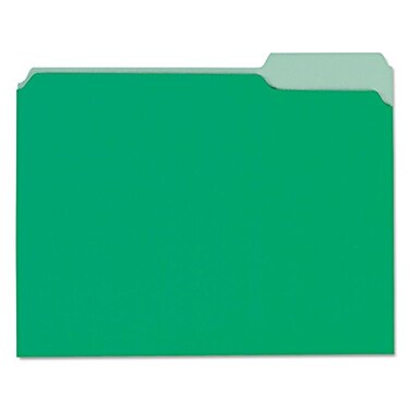 Universal 12302 Recycled Interior File Folders, 1/3 Cut Top Tab, Letter, Green, 100/Box
