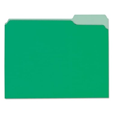 Universal UNV12302 1/3-Cut Assorted Tab Interior File Folders - Letter Size, Green (100/Box)