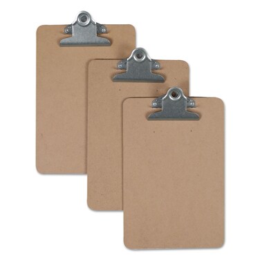 Universal UNV05610VP 0.75 in. Clip Capacity Hardboard Clipboard for 5 in. x 8 in. Sheets - Brown (3/Pack)