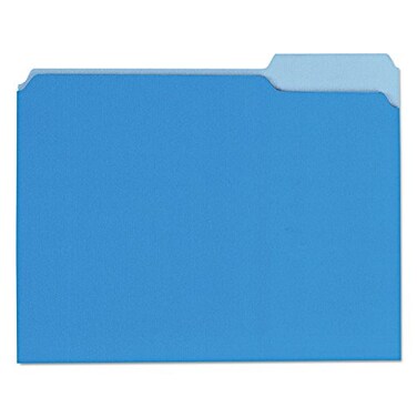 Universal 12301 Recycled Interior File Folders, 1/3 Cut Top Tab, Letter, Blue, 100/Box