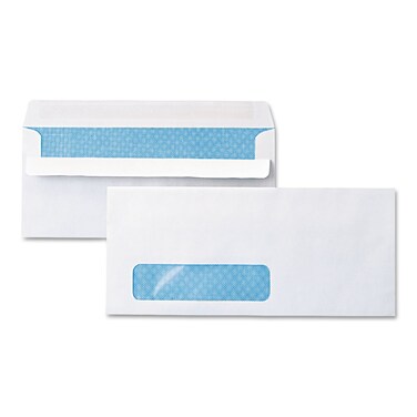 Universal Self-Seal Security Tint Business Envelope, Address Window, #10, Square Flap, Self-Adhesive Closure, 4.13 x 9.5, White, 500/BX
