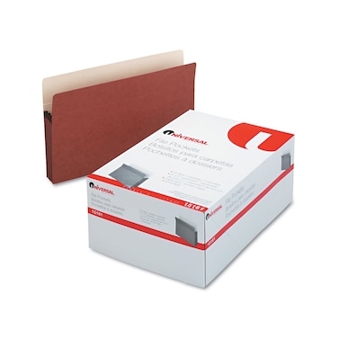 Universal UNV15161 3-1/2 in. Straight Tab Expansion File Pockets - Legal, Redrope/Manila (25/Box)