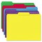 Universal UNV16166 Reinforced 1/3-Cut Assorted Top-Tab File Folders - Letter Size, Assorted Colors (100/Box)