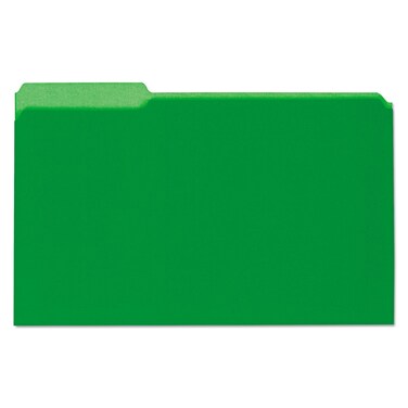 Universal Interior File Folders, 1/3-Cut Tabs: Assorted, Legal Size, 11-pt Stock, Green, 100/Box