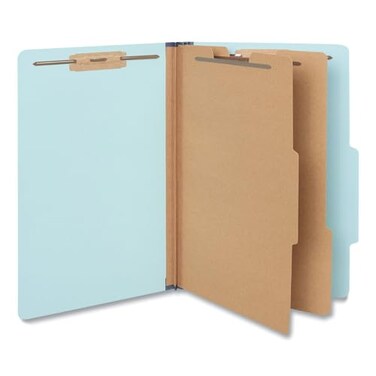 Universal UNV10406 2 Dividers 6 Fasteners Heavy-Duty Pressboard Cover Legal Size Six-Section Classification Folders - Light Blue (20/Box)