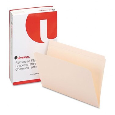 Universal Office Products 16120 File Folders, Straight Cut, Two-ply Top Tab, Legal, Manila, 100/box