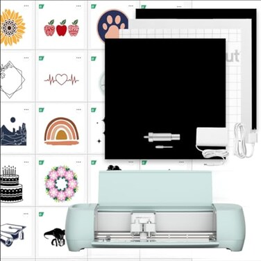 Cricut Explore 3 &amp; Digital Content Library Bundle - Includes 30 images in Design Space App - 2X Faster DIY Cutting Machine for all Crafts, Cuts 100+ Materials Blue