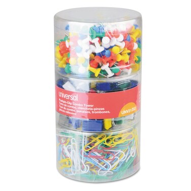 Universal UNV31203 Combo Clip Pack with 3-Tier Organizer Tub - Assorted (1-Kit)