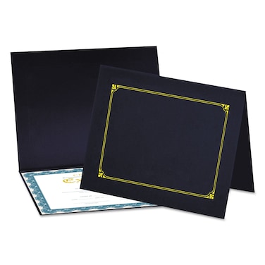 Universal UNV76897 8-1/2 in. x 11/8 in. x 10 in. A4 Certificate/Document Cover - Navy (6/Pack)