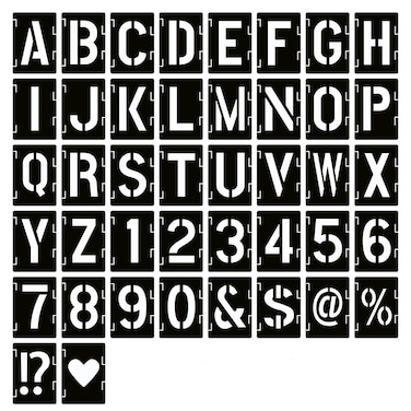 2 Inch Letter Stencils Symbol Numbers Craft Stencils, 42 Pcs Reusable Alphabet Templates Interlocking Stencil Kit for Painting on Wood, Wall, Fabric, Rock, Sign, DIY Art Projects