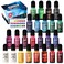 Alcohol Ink Set - New Improved Formula - 24 Highly Saturated, Fast-Drying, Permanent Inks for Epoxy Resin, Tumblers, Fluid Art Painting, Glass, Metal, and More