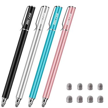 METRO Universal Stylus Pens for Touch Screens - High Sensitivity Capacitive Stylus Fiber Tips 2 in 1 Touch Screen Pen with 8 Extra Replaceable Tips for iPad iPhone and All Other Tablets &amp; Cell Phones