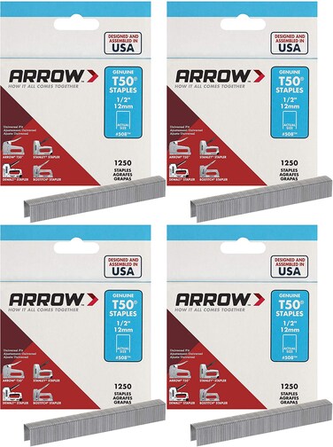 Arrow Fastener 508 Genuine T50 1/2-Inch Staples, 4 Pack