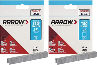 Arrow Fastener 508 Genuine T50 1/2-Inch Staples, 2 Pack