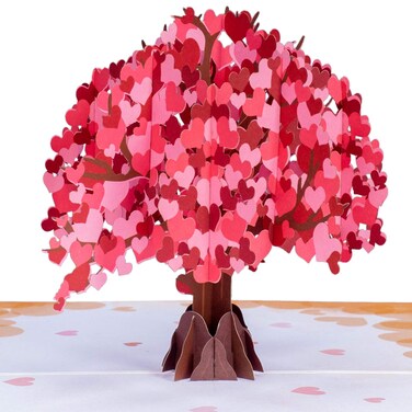 Paper Love 3D Pop Up Valentines day Card, Heart Tree Pop-Up Cards, for Birthday, Anniversary, Mothers Day, Thank You, Get Well, All Occasion - 5" x 7" Cover - Includes Envelope and Note Tag