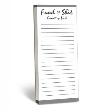 Hebayy 100 Pages Food&amp;Shit Magnetic Back Funny Grocery List Planner Note Pad To Do List for Fridge Locker (3" x 8")